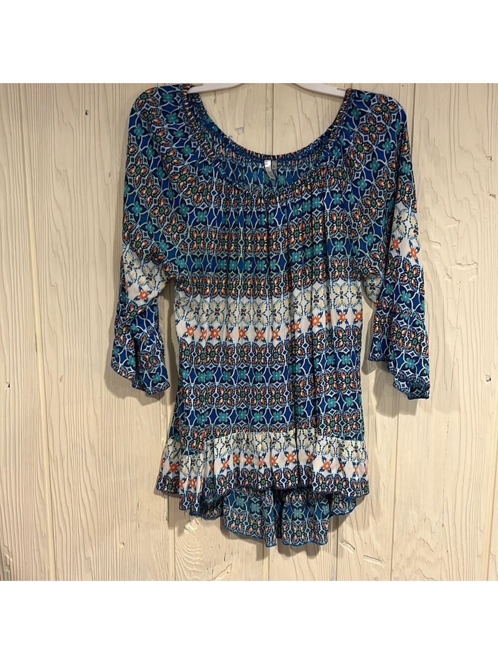 Kaktus Boho Three Fourth Length Sleeve Blouse Large